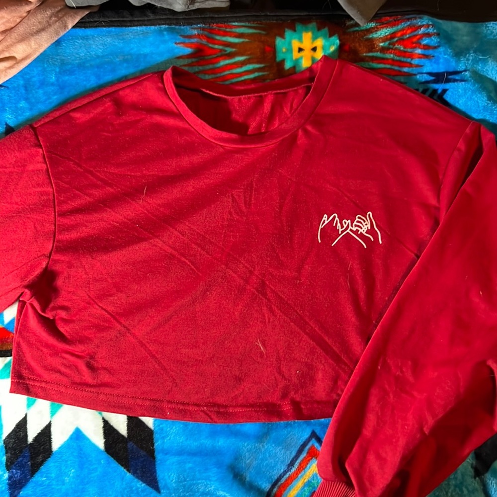 Red long sleeve crop top